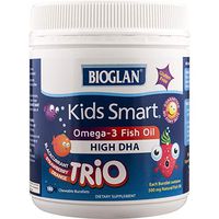 Bioglan Kid's Smart Trios Omega 3 Fish Oil Chewable Burstlets, 180 Count