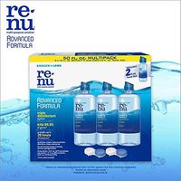 Renu - Lens Solution, Advanced Triple Disinfect Formula, Multi-Purpose 16 Fluid Ounce (Pack of 3) w/(1) 2 Ounce Travel Bottle + 2 Contact Lens Cases