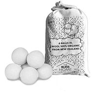 Reusable Wool Dryer Balls, Pack 6-Balls White XL, 100% Organic, Softeners, No Toxic, Ecological, Chemical Free and sintetics. Reduce Drying up to 30%. New Zealand Natural Sheep Wool - The Bless Home
