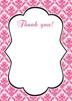 30 Hot Pink Vintage Damask Blank Thank You Cards Bridal Wedding Shower Birthday Party + 30 White Envelopes