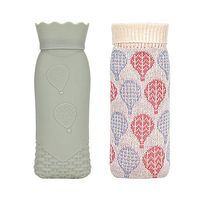 Xboun Microwave Heating Bottle Environmental Silicone Transparent Hot Water Bag with Knit Cover, Hot & Cold Therapies-Gift for Birthday, Christmas, Valentine's Day, Gift Exchange Party (Large, Gray)