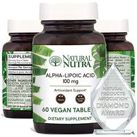 Natural Nutra R-Alpha Lipoic Acid (Alfa-Lipoic), with R-Fraction ALA, Antioxidant and Blood Sugar Support, 100 mg, 60 Vegan and Vegetarian Tablets