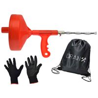 Plumbing Snake Drain Auger | 25-Ft Drain Cleaning Cable with Work Gloves and Storage Bag