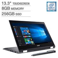 Newest Acer Spin 5 13.3" Touch Screen 2-in-1 Laptop, 8th Gen Intel Core i7-8550U, 8GB Memory, 256GB SSD, Backlit Keyboard, SP513-52N-888R, Steel Grey, More Upgrade Available