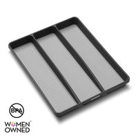 madesmart Classic Utensil Tray - Granite | CLASSIC COLLECTION | 3-Compartments | Kitchen Organizer | Non-slip Lining and Rubber Feet | Easy to Clean | BPA-Free