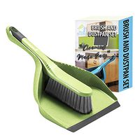 Guay Clean Brush and Dustpan Set - Heavy Duty Cleaning Tool Kit - Collects Dust Dirt Debris - Small and Lightweight for Home Kitchen Office Floor - Green