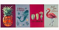 Gold Foil Embellished Tropical Set of 4 Small 5x7 Pocket Notepads: Pineapple-Mermaid-Cactus-Flamingo