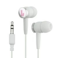 Letter L Initial Baby Girl Block Font Pink Shower Novelty in-Ear Earbud Headphones - White