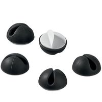 Outflower 5pcs Mini Cable Clips with Strong Self-Adhesive Pads USB Data Cable Clips Small Desktop Cable Organizer for Home/Office (Black)