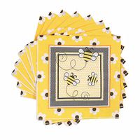 WallyE Bumble Bee Napkins, for What Will It Bee Gender Reaveal, Baby Shower, Honey Bee Themed Birthday Party, 20 Pack