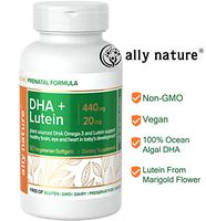 Ally Nature Vegan Prenatal DHA 440mg – Lutein 20mg For Pregnancy – Non-GMO Prenatal Multivitamin For Pregnant Women- Support Healthy Brain, Eye and Heart In Baby’s Development - 60 Softgels