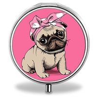 Custom Pill Case, Lovely Dog Round Compact 3 Metal Portable Pill Container for Daily Use