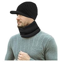 Lataw 2020 Men 's Hats for Winter Warm Beanie Thicken Hat and Scarf Two-Piece Knit Windproof Slouchy Outdoor Skiing Comfort Cap