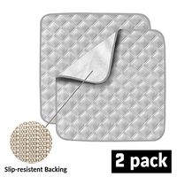 Non-Slip Absorbent Washable Incontinence Pad underpad Seat 4-Layer Design Chair Absorbent Pads Protection - for Seniors, Adult, Children, or Pet Underpad Protection - Set of 2 (Grey)