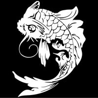 Tribal Chinese Koi Fish Decal Sticker (White), Decal Sticker Vinyl Car Home Truck Window Laptop