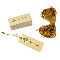 Princess-J Yellow Gingerbread Man Just for You Gift Tags with Gold String for Shop Wrapping Packaging, Pack of 48