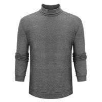 Sunhusing Men's Solid Color Turtleneck Long Sleeve Sweater Top Autumn Winter Joker Bottoming Knitwear Shirt(Gray,S)