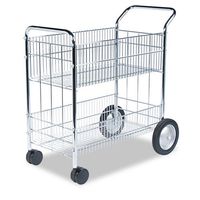 Wire Mail Cart, 21-1/2w x 37-1/2d x 39-1/4h, Chrome, Sold as 1 Each