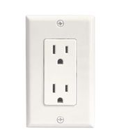 RiteAV 15A Electrical Duplex Receptacle Wall Outlet Plate 1 Gang Decorative - White