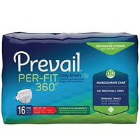 Prevail Per-Fit 360 Incontinence Protective Underwear, Maximum Plus Absorbency, Size One, 16 Count (Single Pack)