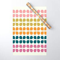 Society6 Wrapping Paper, Pack of 5, Retro '70s Geometric Leaves by June//Journal