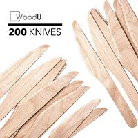 WoodU Disposable Wooden Knives Natural Birch Wood Biodegradable Knife Utensils Cutlery Eco-Friendly Green (200)