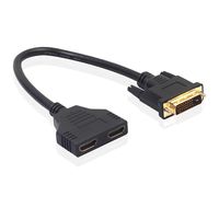 YRD TECH DVI-D 24 + 1 Male to 2 HDMI Female Adapter Cable Bi-Directional HDMI Converter (Black)