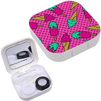 Portable Contact Lens Case Box Travel Kit Mirror + Bottle + Tweezers Container Holder [ Colorful Ice Cream Pop ]
