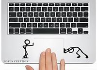 Bonus Creation Cute Cartoon -Pushing and Standing Silhouette - Macbook Trackpad-laptop