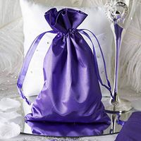 Tableclothsfactory 60PCS Purple Satin Gift Bag Drawstring Pouch Wedding Favors Bridal Shower Jewelry Bags - 6"x 9"