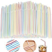 Disposable Plastic Drinking Straws 8.3 Inch Long Colorful Flexible BPA-Free Party Bendable Straws,Individual Paper Wrapped Kids Straws (100 Packs)