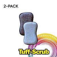 Tuff-Scrub Microfiber Cleaning Scrub Sponges, Dual-Sided Scouring for Easy Household Cleaning of Your Kitchen Dishes, Pots, and Pans (Pack - 2)