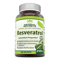 Herbal Secrets Resveratrol 250 Mg 60 Veggie Capsules (Non-GMO) - Antioxidant Properties Supports Cardiovascular Health, Supports Anti-Inflammatory Response and Supports Health Aging*