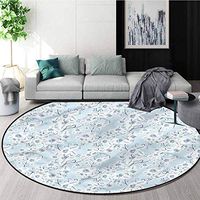 RUGSMAT Pale Blue Anti-Skid Area Rug,Vintage Victorian Bridal Protect Floors While Securing Rug Making Vacuuming Diameter-51