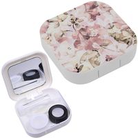 Portable Contact Lens Case Box Travel Kit Mirror + Bottle + Tweezers Container Holder [ Watercolor Wildflowers Petunias ]
