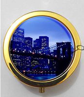 BlackKey Brooklyn Bridge Night Scenery 3-Compartment Decorative Pocket Gift Box Case Organizer for Pill, Color 2 -220