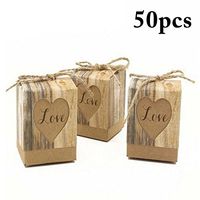FunPa 50Pcs Wedding Favor, Decorative Candy Box Decorative Mini Gift Paper Box Candy Cardboard Box with String for Party