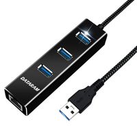 3-Port USB 3.0 Hub with Gigabit Ethernet Adapter, DATARAM RJ45 10/100/1000 Gigabit Ethernet Hub Converter Aluminum LAN Wired Network Cable, Compatible PC, Windows, Mac, USB Flash Drives (Black)