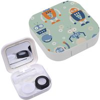 Portable Contact Lens Case Box Travel Kit Mirror + Bottle + Tweezers Container Holder [ Retro Futurism ]