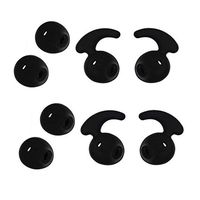 Ear Gels Earplugs Coverage for Samsung Galaxy S6/S6 Edge Stereo Headset Earphones, OCARLY Silicone Cover Ear Gels with Wing Anti Slip Sport Hook for SAMSUNG S6 S7 Edge Headphones 4 Pairs (black)