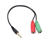 Distinct Splitter Headphones Jack 3.5 mm Stereo Audio Y-Splitter 2 Female 1 Male Cable Adapter with Separate Headphone/Microphone Plug