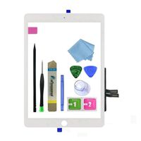 Zentop White iPad 6th Generation iPad 2018 A1893 A1954 Touch Screen Digitizer Assembly Replacement with Camera Bracket, Pre-Installed Adhesive, Tool Repair Kit (Without Home Button)