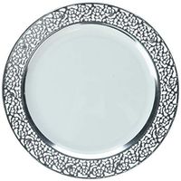Inspiration Laser Cut Silver/White 7.5" Salad/Dessert Plate (Pack of 10)