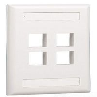 Panduit NK4FWHY 1-Gang 4-Port Faceplate with Label, White