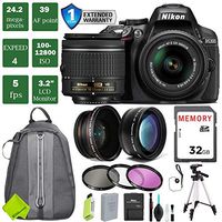 Nikon D5300 DSLR Camera 18-55mm Lens Bundle 3 (18-55mm VR Lens, 1 Year Extended Warranty)