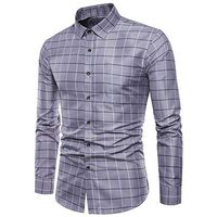 LinqiudD 2019 New Mens Long Sleeve Oxford Formal Casual Plaid Slim Fit Tee Dress Shirts Blouse Top Spring Clothing(Gray,3XL)