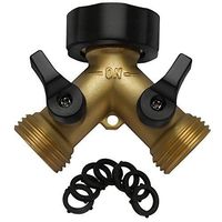 IPOW Solid Brass Body Backyard 2 Way Y Valve Garden Hose Connector Splitter Adapter + 6 Rubber Hose Washers with Comfort Grip