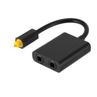 Digital Toslink Optical Fiber Optic Audio Cable 1 in 2 Out Splitter Adapter Black Switcher Converter Portable(Black)