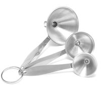 YASSUN Stainless Steel Funnels, Set of 3 Funnels with Long Handle and Detachable Ring Holder for Transferring Liquid, Fluid, Dry Ingredients & Powder, Durable and Dishwasher Safe