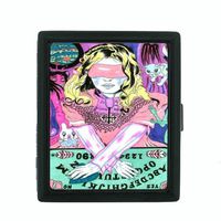 Ouija Board Blindfold Girl Cat Metal Cigarette Case Holder Box D-044